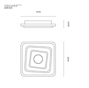 Square 3/s plafoniera bianco 38w 3000k - 4000k